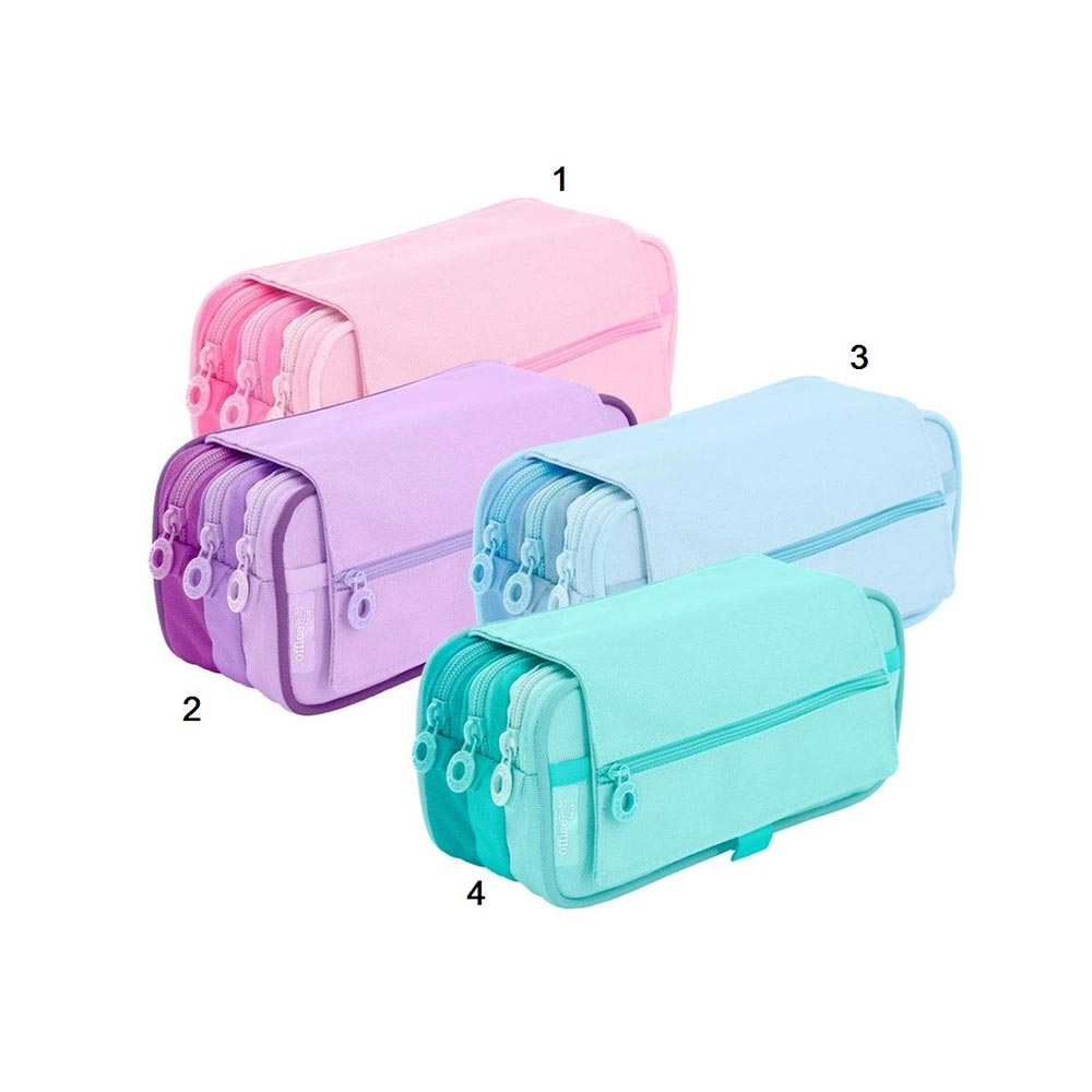 Κασετίνα Βαρελάκι Τριπλή Pastel 4 Χρώματα 58305 Office Box - 105592