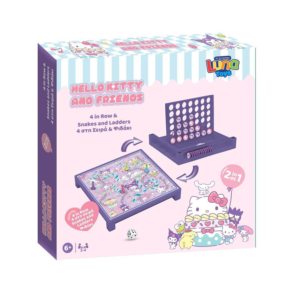 Επιτραπέζιο Παιχνίδι 4 Στη Σειρά Και Φιδάκι Hello Kitty and Friends 2 σε 1 490191 Luna - 107466