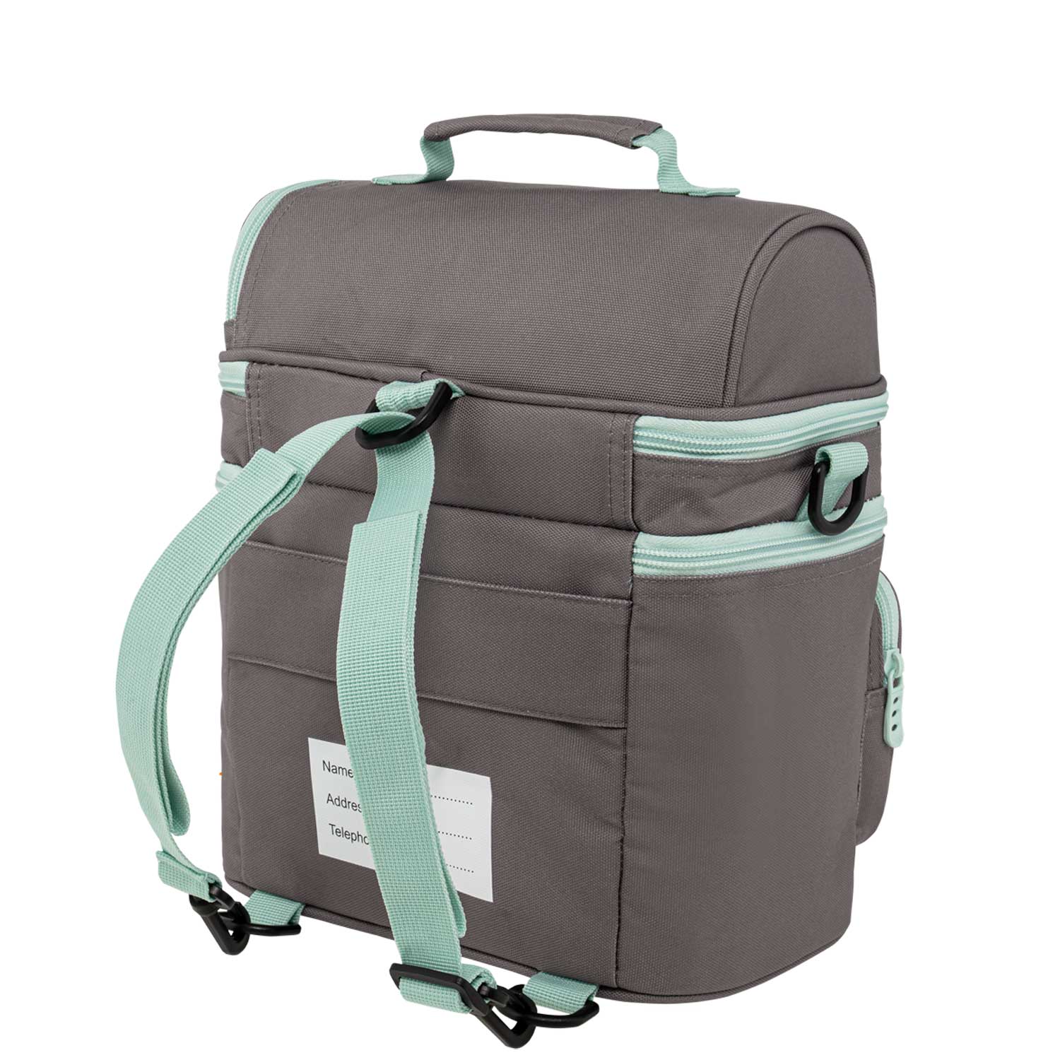 Τσαντάκι Φαγητού Χειρός/Ώμου/Πλάτης Double Cooler Ισοθερμικό Σταχτί/Τιρκουάζ 9-07-096-2759 Polo - 1