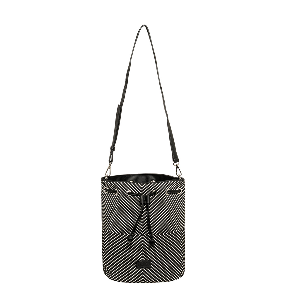 Τσάντα Ώμου Πουγκί Seya Μαύρο/Λευκό 9-07-105-8485 Polo - 114711