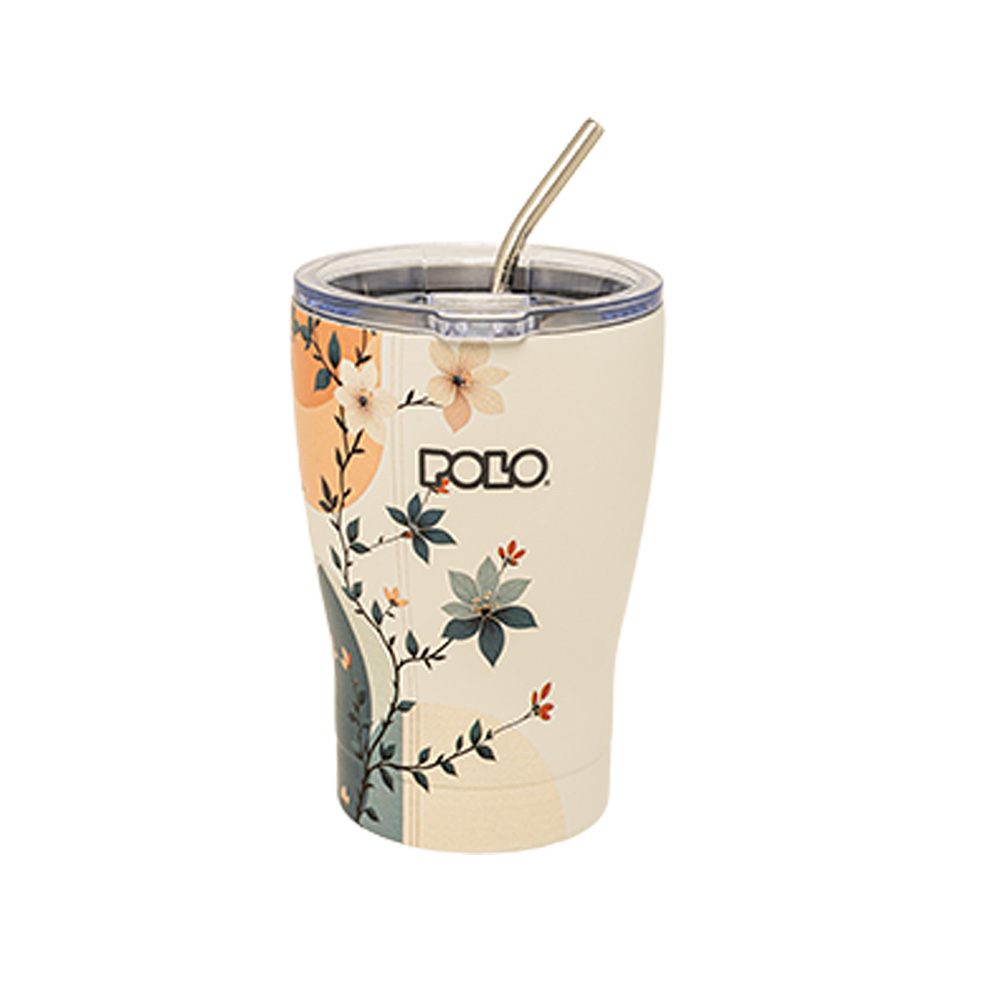 Ποτήρι Θερμός Ανοξείδωτο Coffee Mug Μπέζ Floral 350ml 9-49-024-8481 Polo - 116119