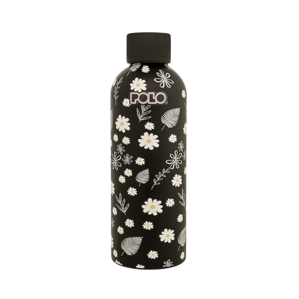 Ανοξείδωτο Μπουκάλι Θερμός Stainless Steel Blossom Μαύρο Floral 500ml 9-49-032-8476 Polo - 116156