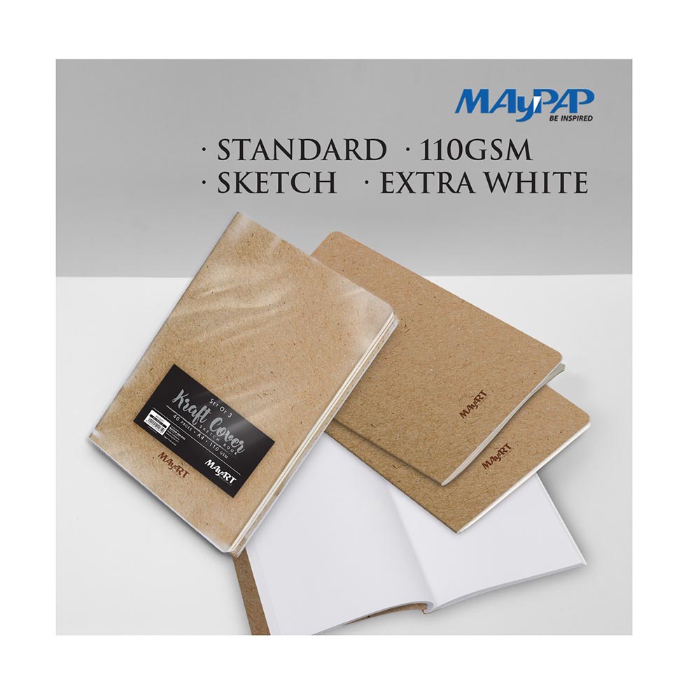 Sketch Book A5 3pcs Kraft Cover 110Gsm 40 Pages MA00262 Mayart - 1
