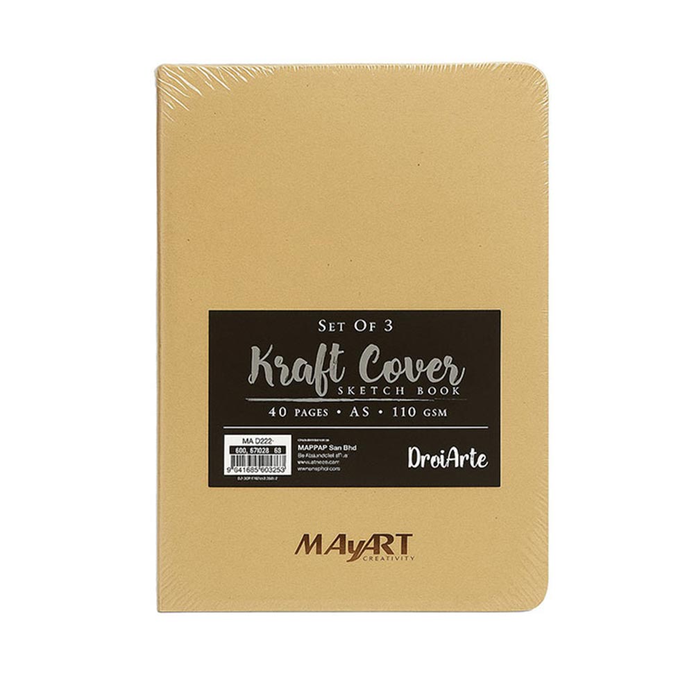 Sketch Book A5 3pcs Kraft Cover 110Gsm 40 Pages MA00262 Mayart - 120805