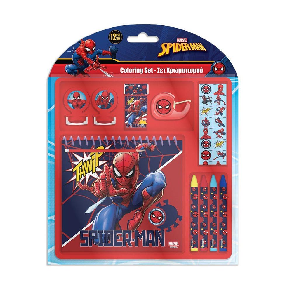 Σετ Χρωματισμού 12 Τεμαχίων Spiderman 17,5x18.5x2εκ. 508536 Diakakis - 106878