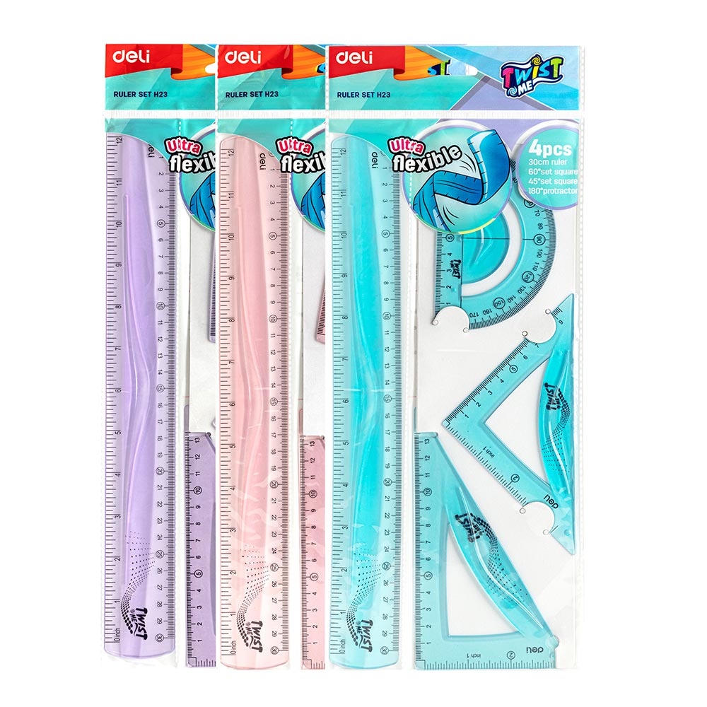 Γεωμετρικά Όργανα Flexible 30cm 4 Τεμάχια Deli  - 107018