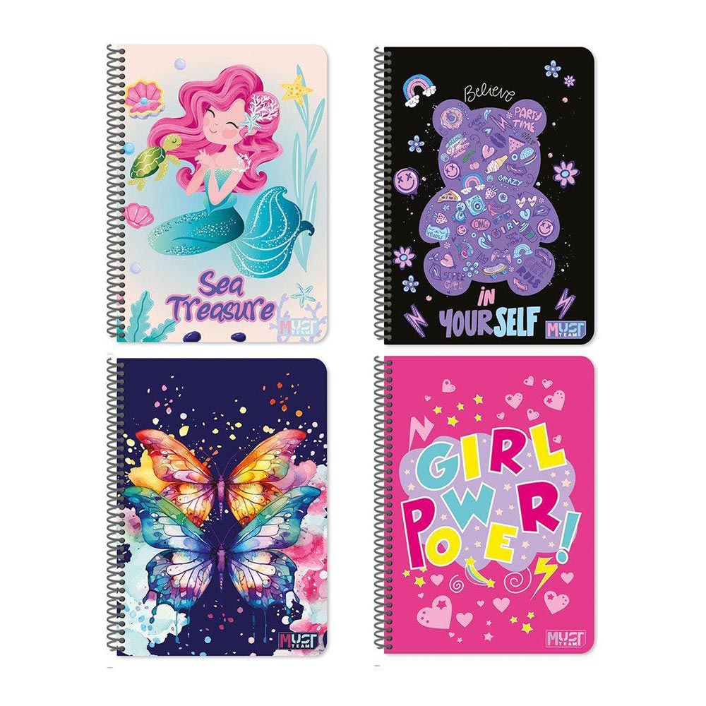 Τετράδιο Β5 Σπιράλ Ριγέ 60Φ 2Θ Cute 4 Χρώματα 586566 Must - 104571