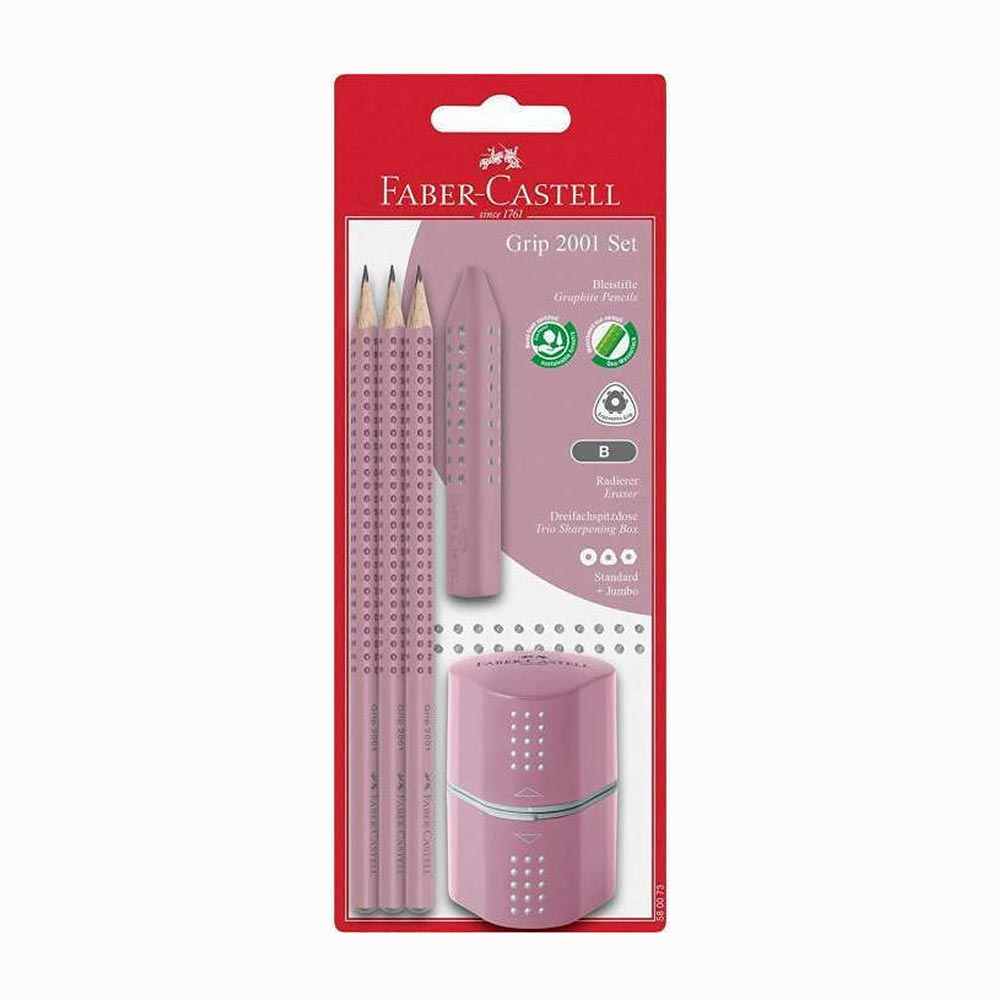 Σετ Blister 3 Μολύβια Grip - Ξύστρα - Γόμα 580073 Faber Castell - 92995