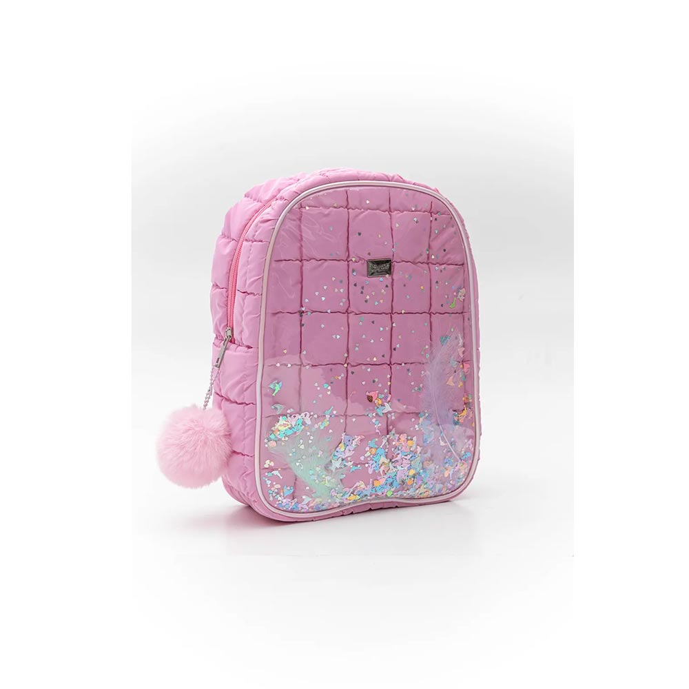 Τσάντα Πλάτης Puffer Μεταλλική με Κονφεττί Ροζ GB-04 Pink Fragola - 111680