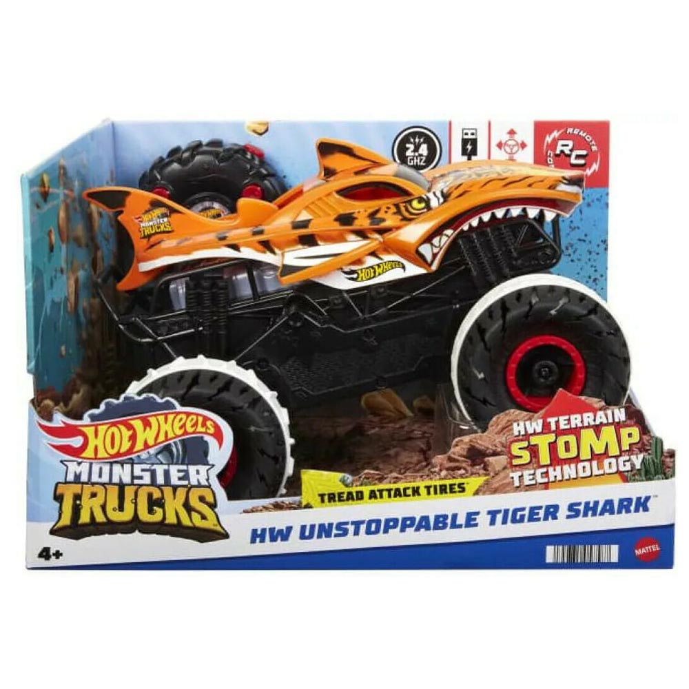 Τηλεκατευθυνόμενο Αυτοκίνητο Hot Wheels Monster Truck Tiger Shark HGV87 Mattel  - 49908