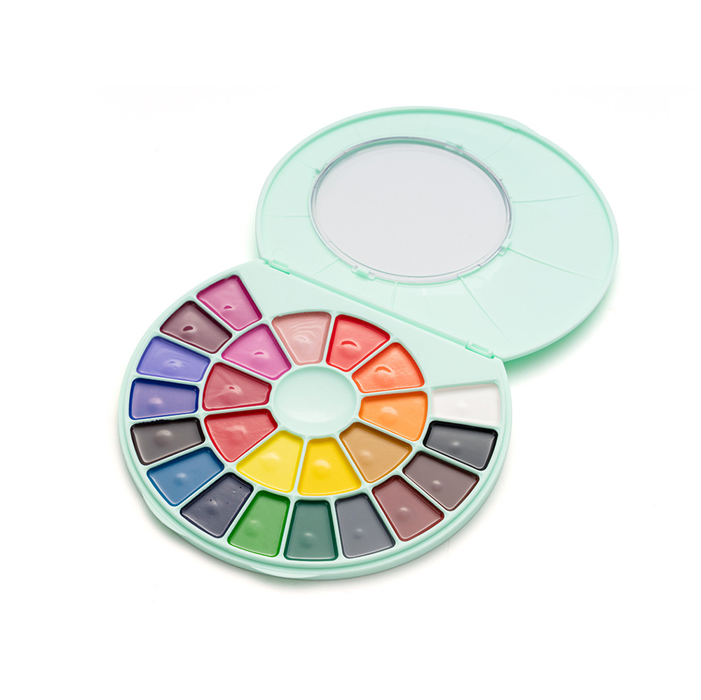 Σετ Ακουαρέλας 24 Χρωμάτων Semi - Moist Watercolour - Green  Case YSC190 Himi - 4