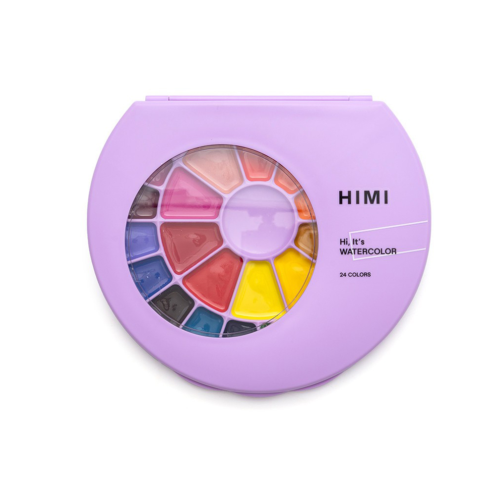 Σετ Ακουαρέλας 24 Χρωμάτων Semi - Moist Watercolour - Purple Case YSC188 Himi - 118085