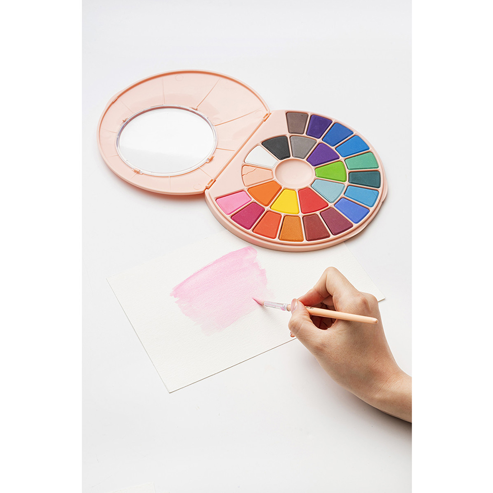Σετ Ακουαρέλας 24 Χρωμάτων Solid Watercolour - Pink  Case YFB02 Himi - 3
