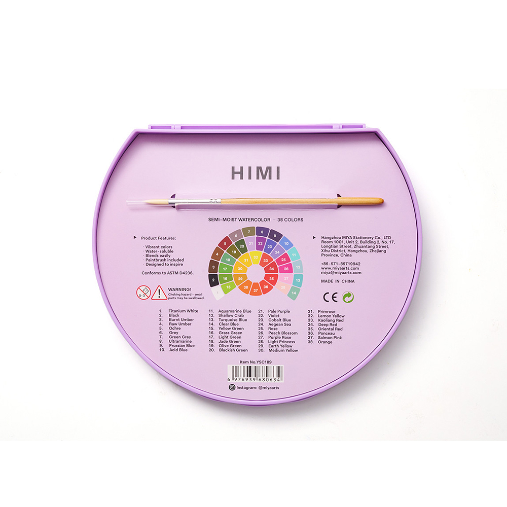 Σετ Ακουαρέλας 38 Χρωμάτων Semi - Moist Watercolour - Purple Case YSC189 Himi - 3