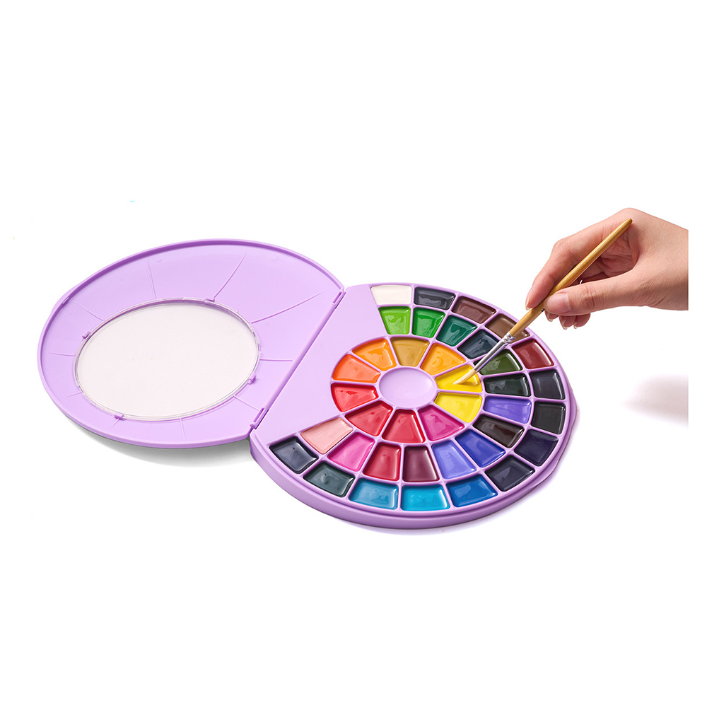 Σετ Ακουαρέλας 38 Χρωμάτων Semi - Moist Watercolour - Purple Case YSC189 Himi - 1