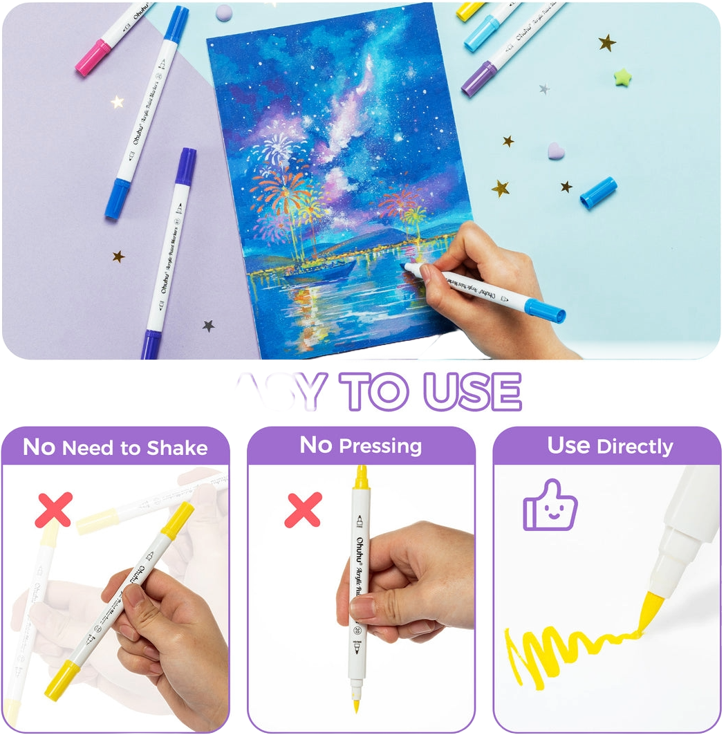 Μαρκαδόροι Ακρυλικοί 72 Τεμαχίων Διπλής Μύτης Fine & Dot Akaka OHU-Y30-80601-79 Ohuhu - 3