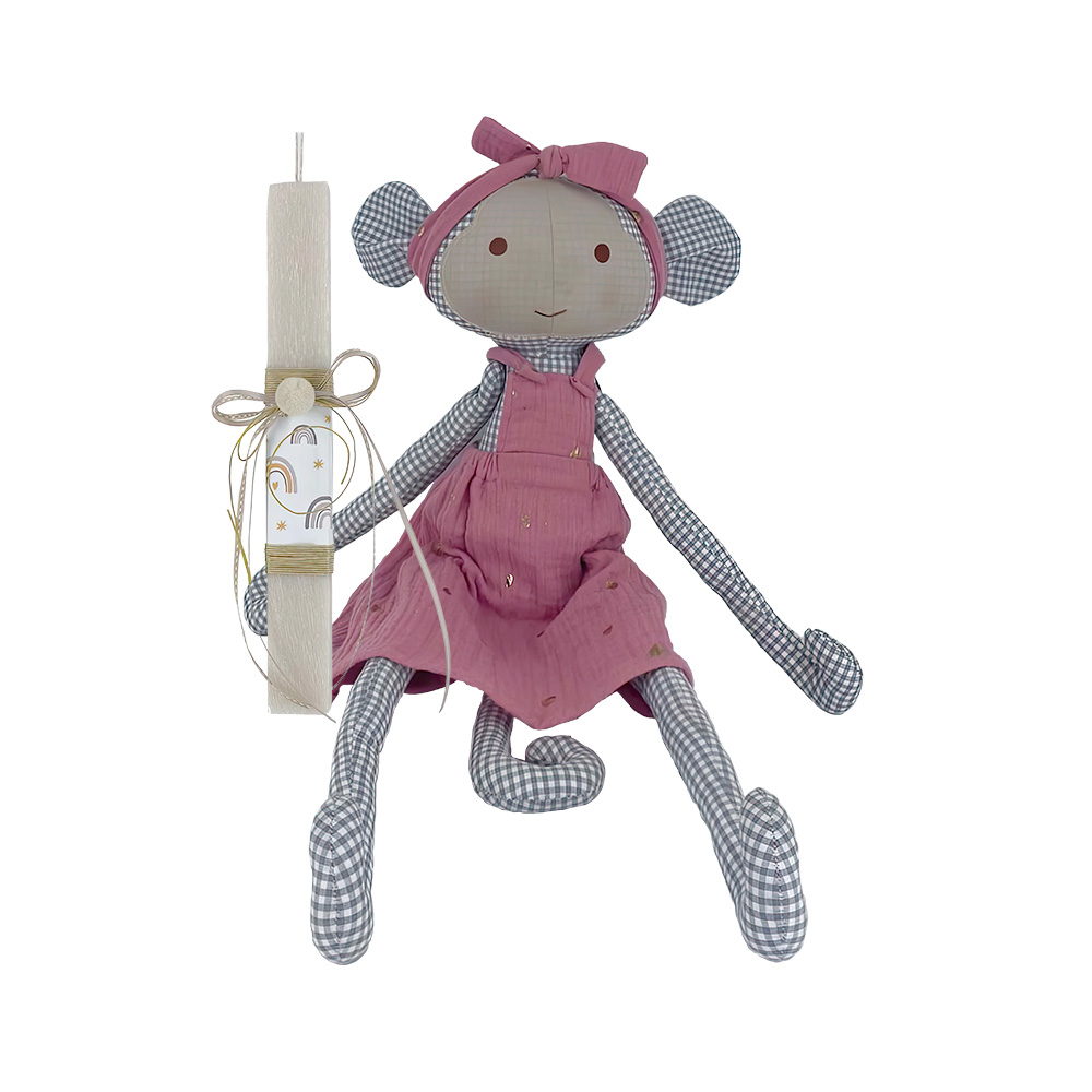 Χειροποίητη Αρωματική Λαμπάδα με Ροζ Ποντικάκι Custom by Le Petit Renard - 53010