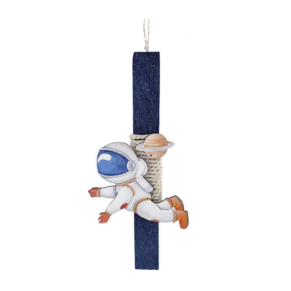 Χειροποίητη Αρωματική Λαμπάδα με Ξύλινο Διακοσμητικό Αστροναύτης  - 32831