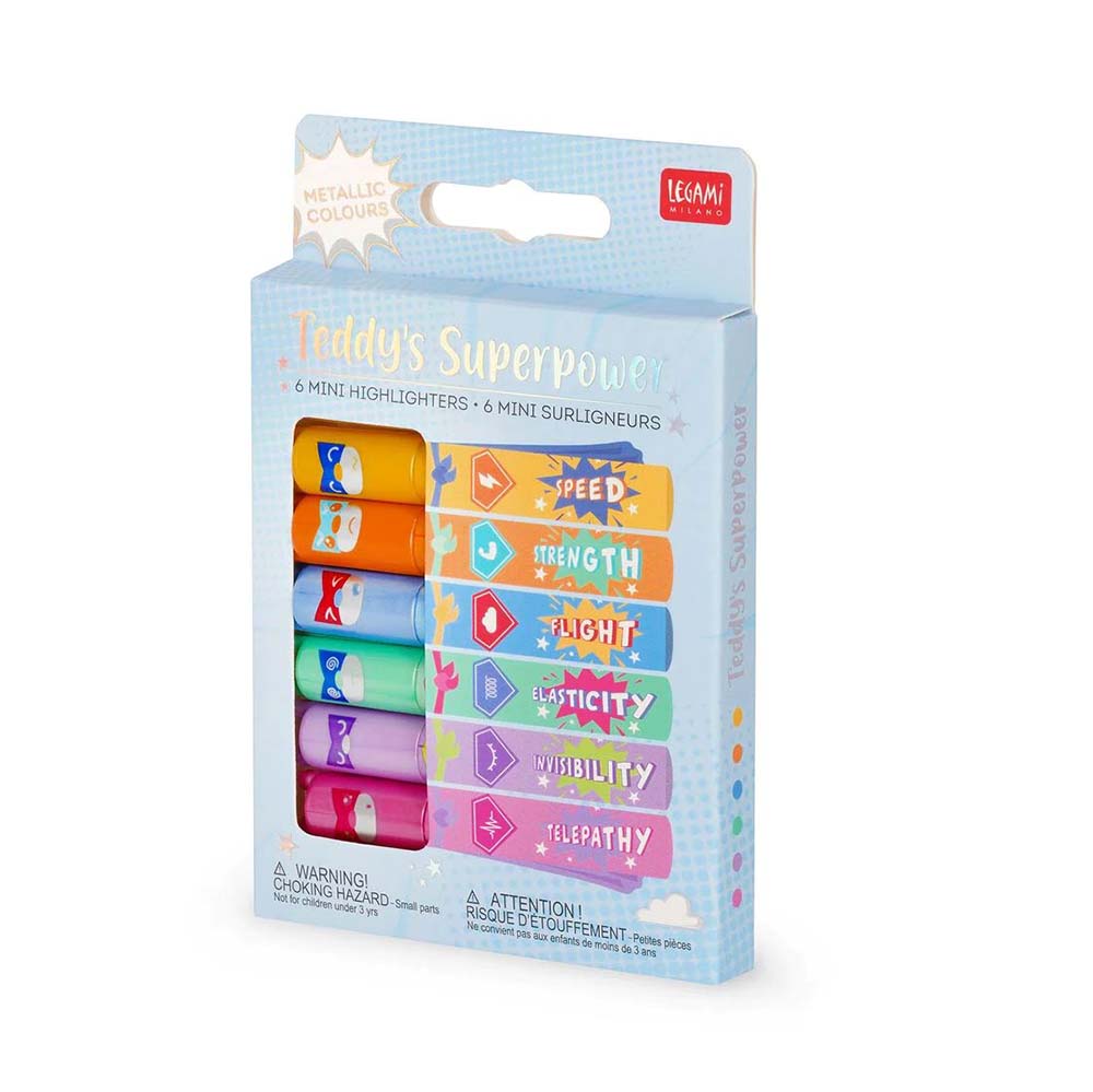Μαρκαδόροι Υπογράμμισης Mini 6τμχ Teddy's Superpower MH0005 Legami - 1