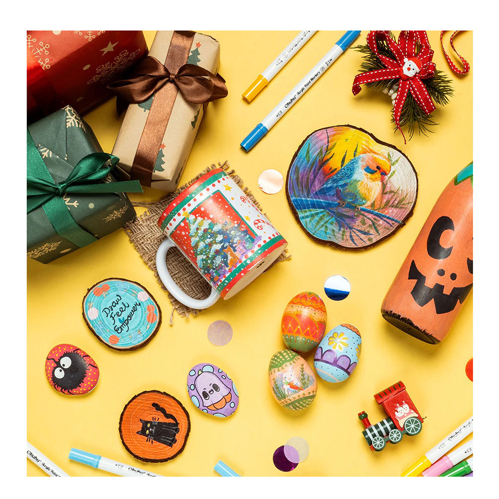 Μαρκαδόροι Ακρυλικοί 36 τεμαχίων Διπλής Μύτης Fine & Dot OHU-Y30-80601-76 Ohuhu - 1