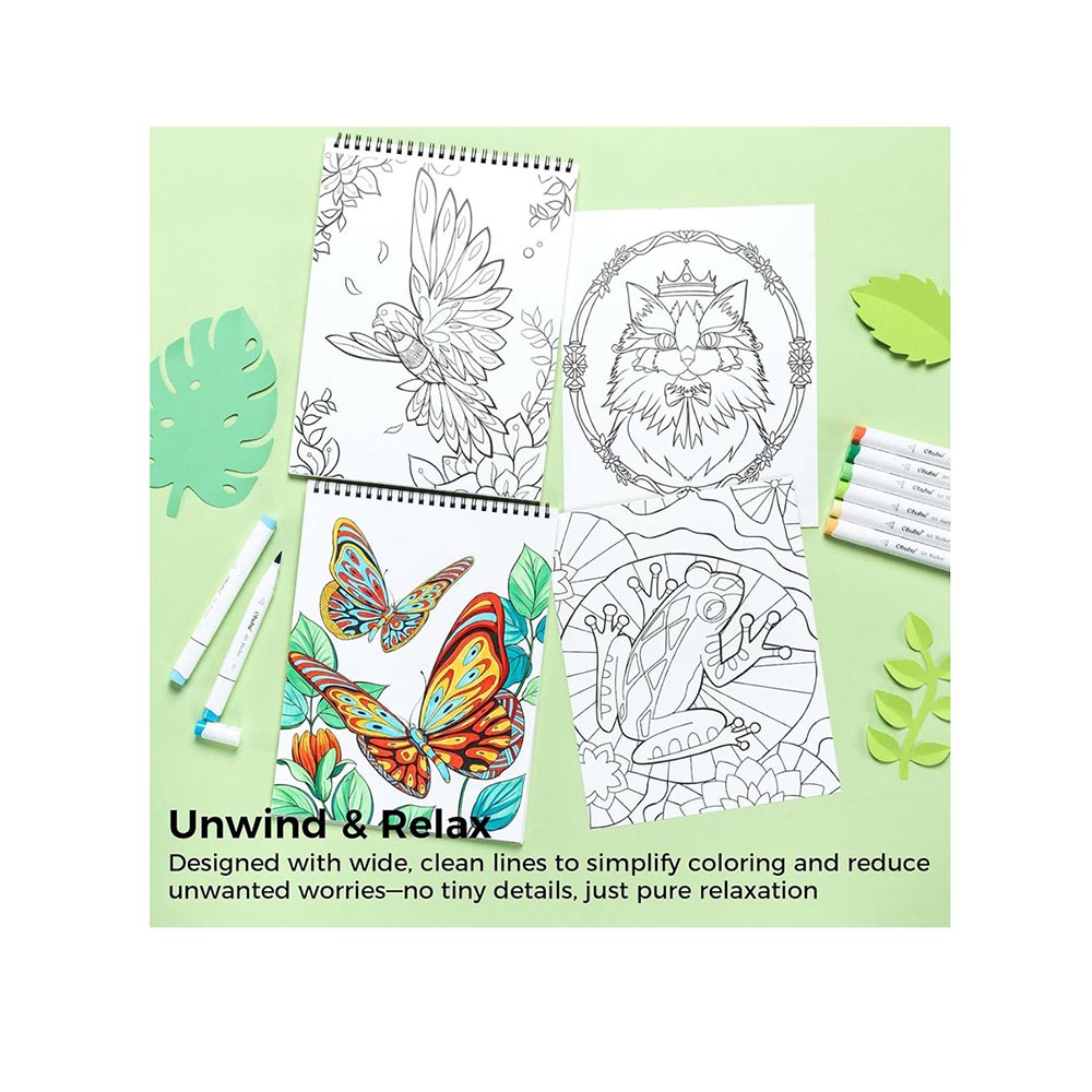 Βιβλίο Ζωγραφικής Coloring Book Bleedproof Animals and Mandala Y44-83000-63 Ohuhu - 2
