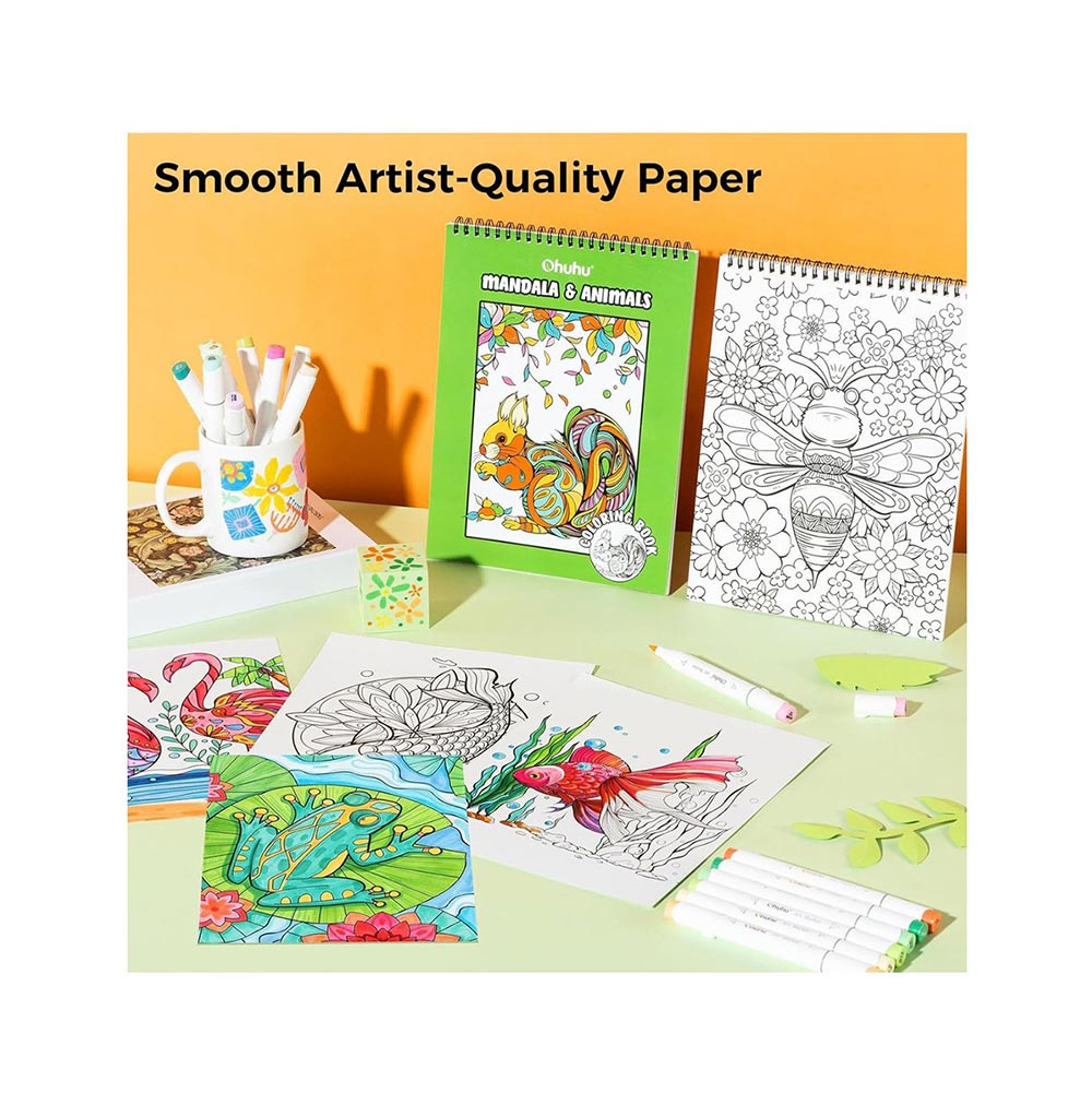 Βιβλίο Ζωγραφικής Coloring Book Bleedproof Animals and Mandala Y44-83000-63 Ohuhu - 1