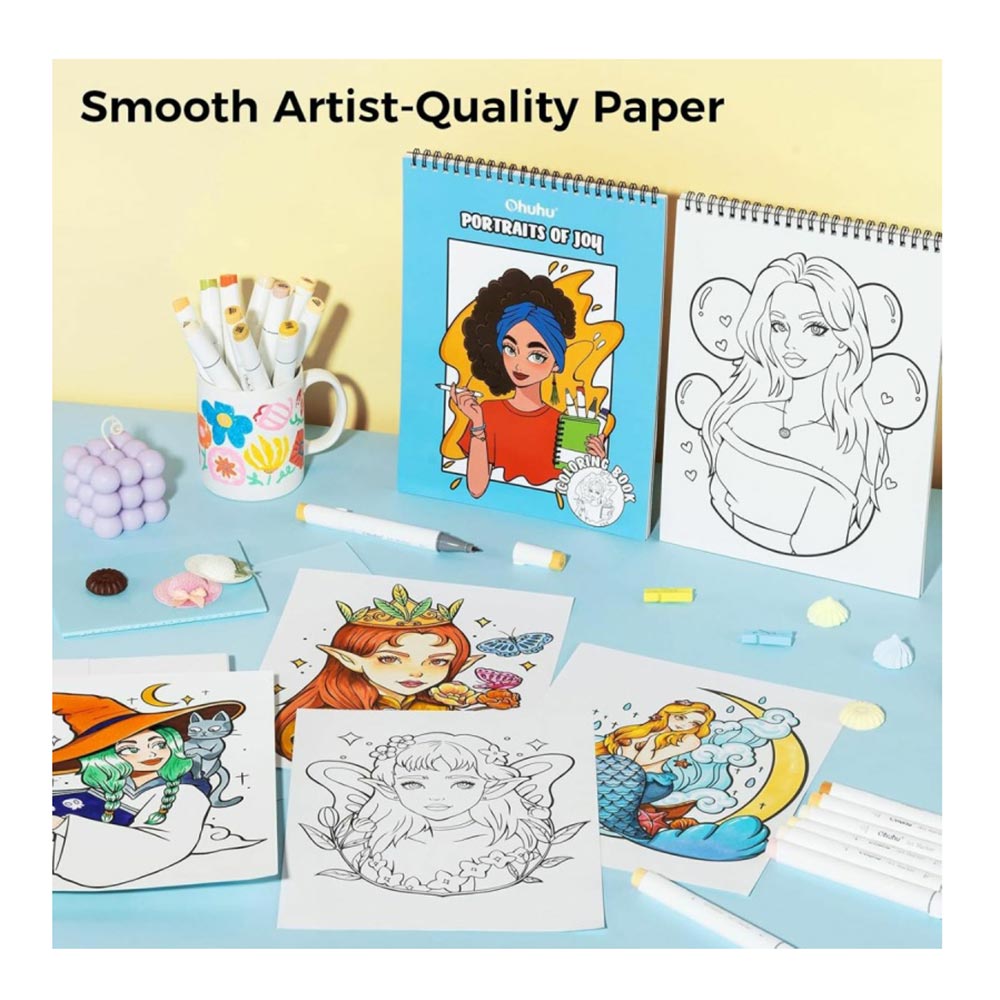 Βιβλίο Ζωγραφικής Coloring Book Bleedproof Portraits of Joy Y44-83000-62 Ohuhu - 2