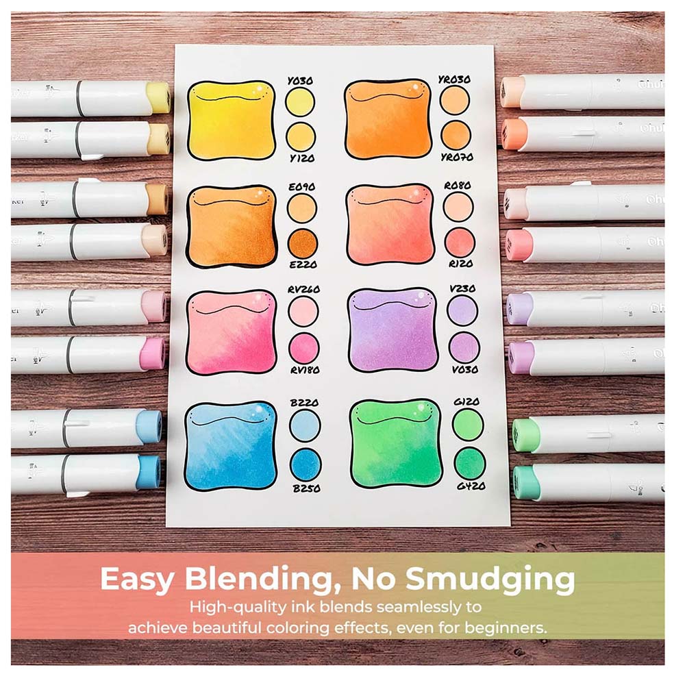 Μαρκαδόροι Αλκοόλης 48+1 τεμαχίων Διπλής Μύτης Honolulu Pastel - Tones  OHU-Y30-80404-26 Ohuhu - 1