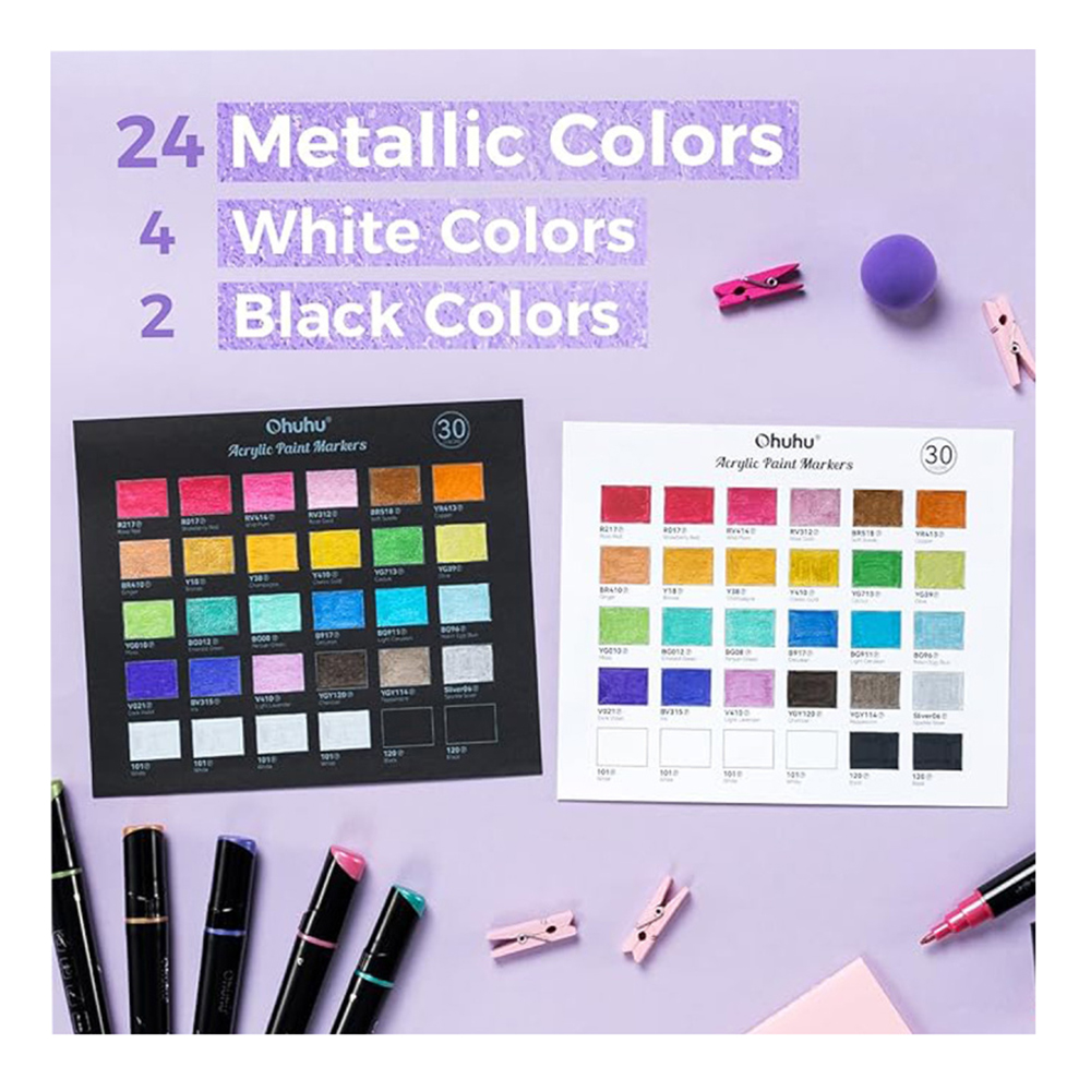 Μαρκαδόροι Ακρυλικοί 30 τεμαχίων Kakaoko Μεταλλικά Χρώματα OHU-Y30-80601-58 Ohuhu - 3