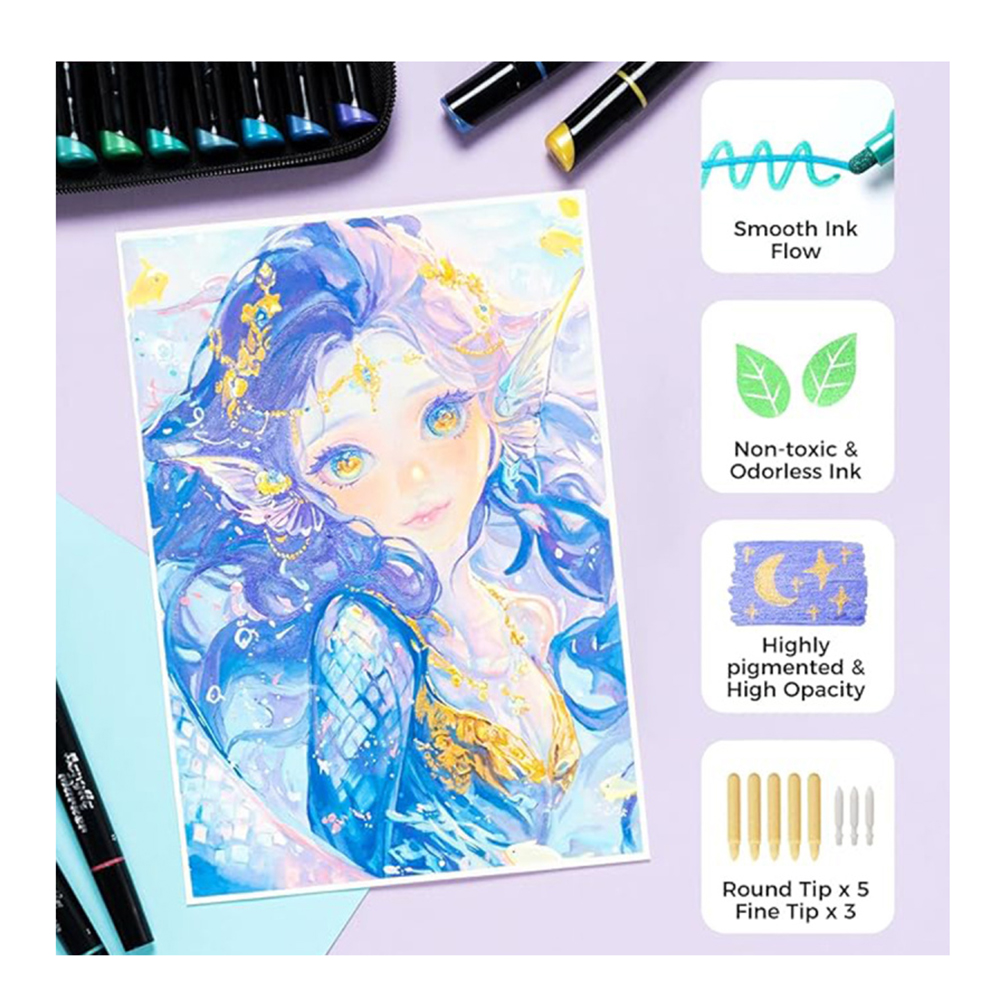 Μαρκαδόροι Ακρυλικοί 30 τεμαχίων Kakaoko Μεταλλικά Χρώματα OHU-Y30-80601-58 Ohuhu - 4