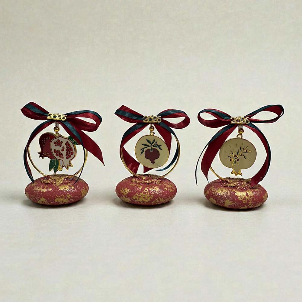 Χειροποίητο Γούρι Πέτρας 2026 Ρόδι 12εκ. Σε Διάφορα Σχέδια 12554 OEM - 110840