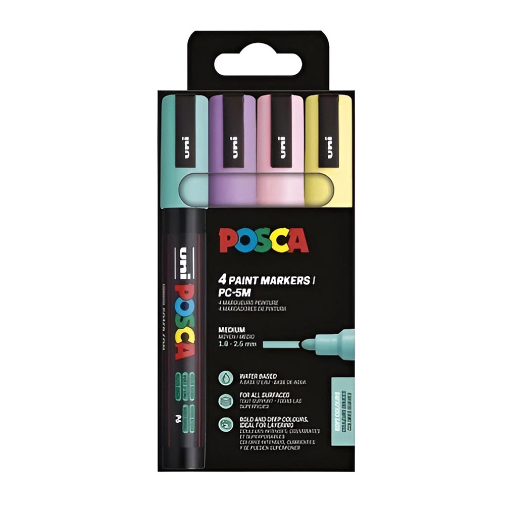 Σετ Μαρκαδόροι Σχεδίου Ανεξίτηλοι Pastel Color 1.8-2.5mm 4τμχ PC-5M Uni Posca - 107040