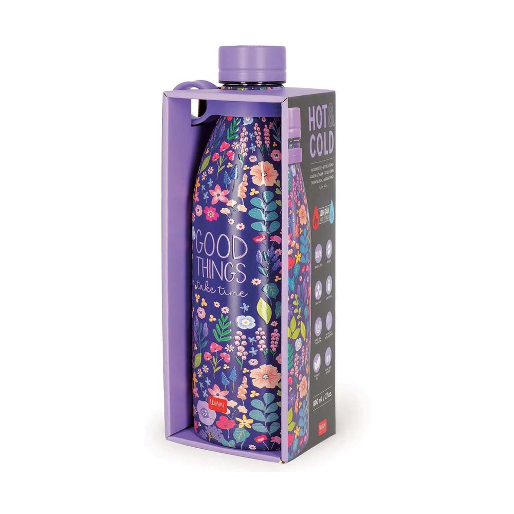 Ανοξείδωτο Μπουκάλι Θερμός Hot & Cold Vacuum Bottle - Flowers - 800ml SSBL0010 Legami - 1
