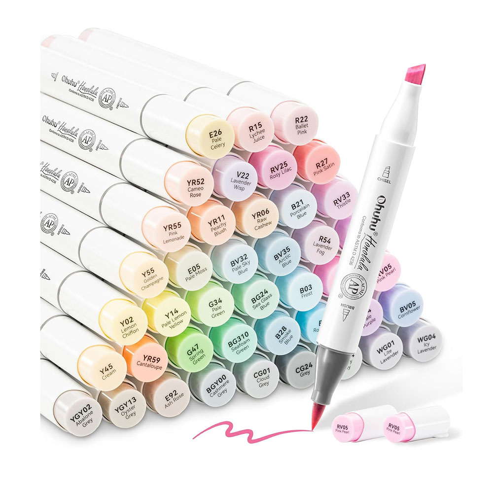 Μαρκαδόροι Αλκοόλης 48 τεμαχίων Διπλής Μύτης Pastel Tones Honolulu B OHU-Y30-80404-65 Ohuhu - 112189