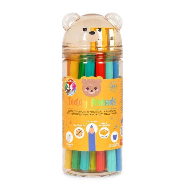 Ξυλομπογιές Με Ξύστρα 24 Τεμαχίων Teddy Friends TDP0001 Legami - 102582