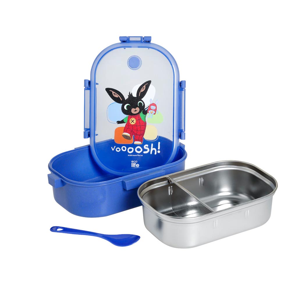 Ανοξείδωτο / Πλαστικό Φαγητοδοχείο Bing- Voooosh 900ML 2 Θέσεων 33-BO-9003 Ecolife - 1