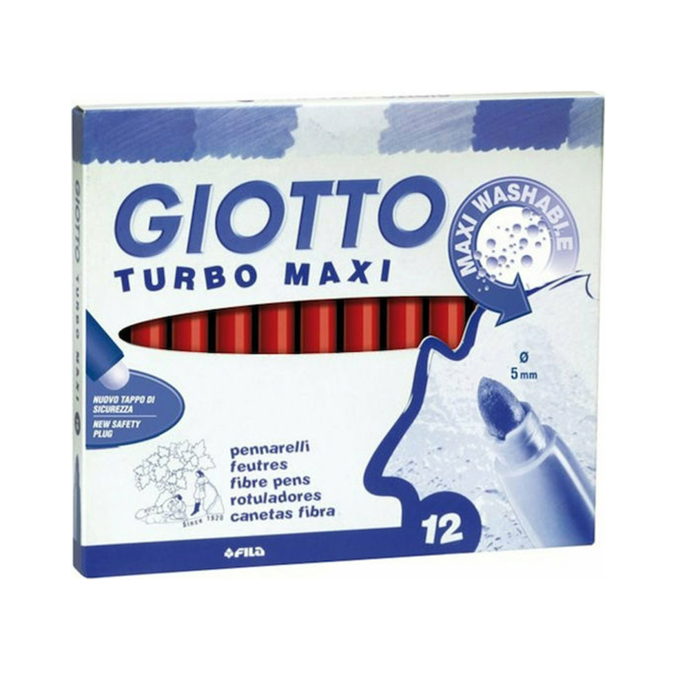 Μαρκαδόροι Χοντροί Turbo Maxi Κόκκινο 12τμχ 456011 Giotto - 1