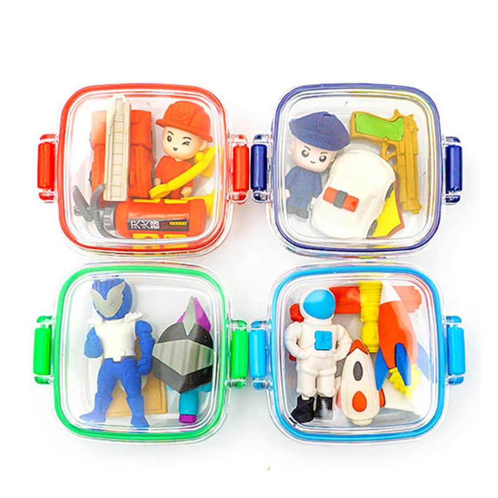 Σετ Γόμες 4 Τεμαχίων Fancy Erasers In Lunchbox:  Superhero QH-8610 Qihao - 108313