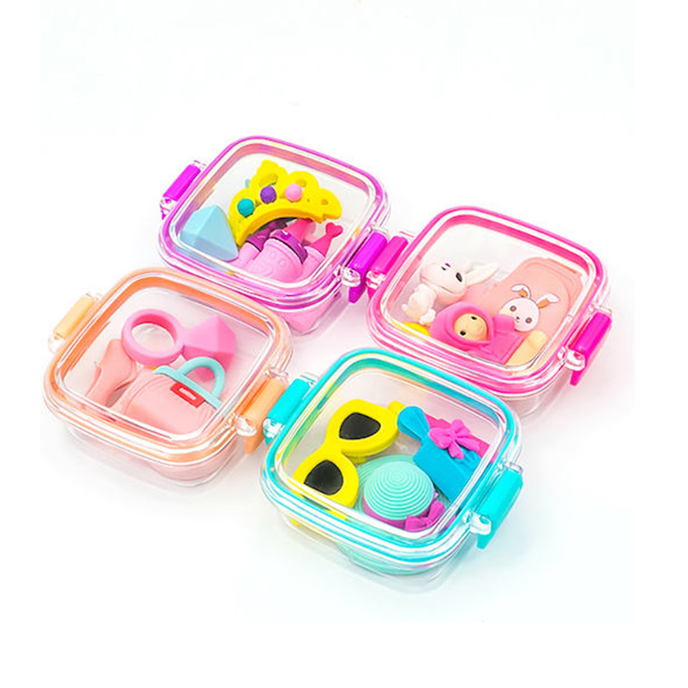 Σετ Γόμες 4 Τεμαχίων Fancy Erasers In Lunchbox:  Girl QH-8609 Qihao - 108316