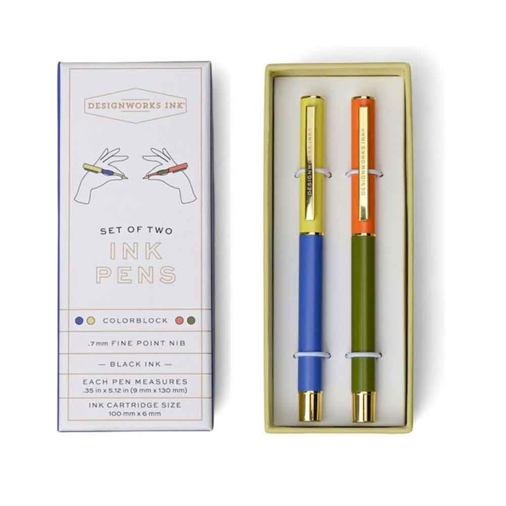 Σετ 2 Στυλό Colour Block Pens Cobalt & Army Green 0.7mm DCBS-1013E Designworks - 2