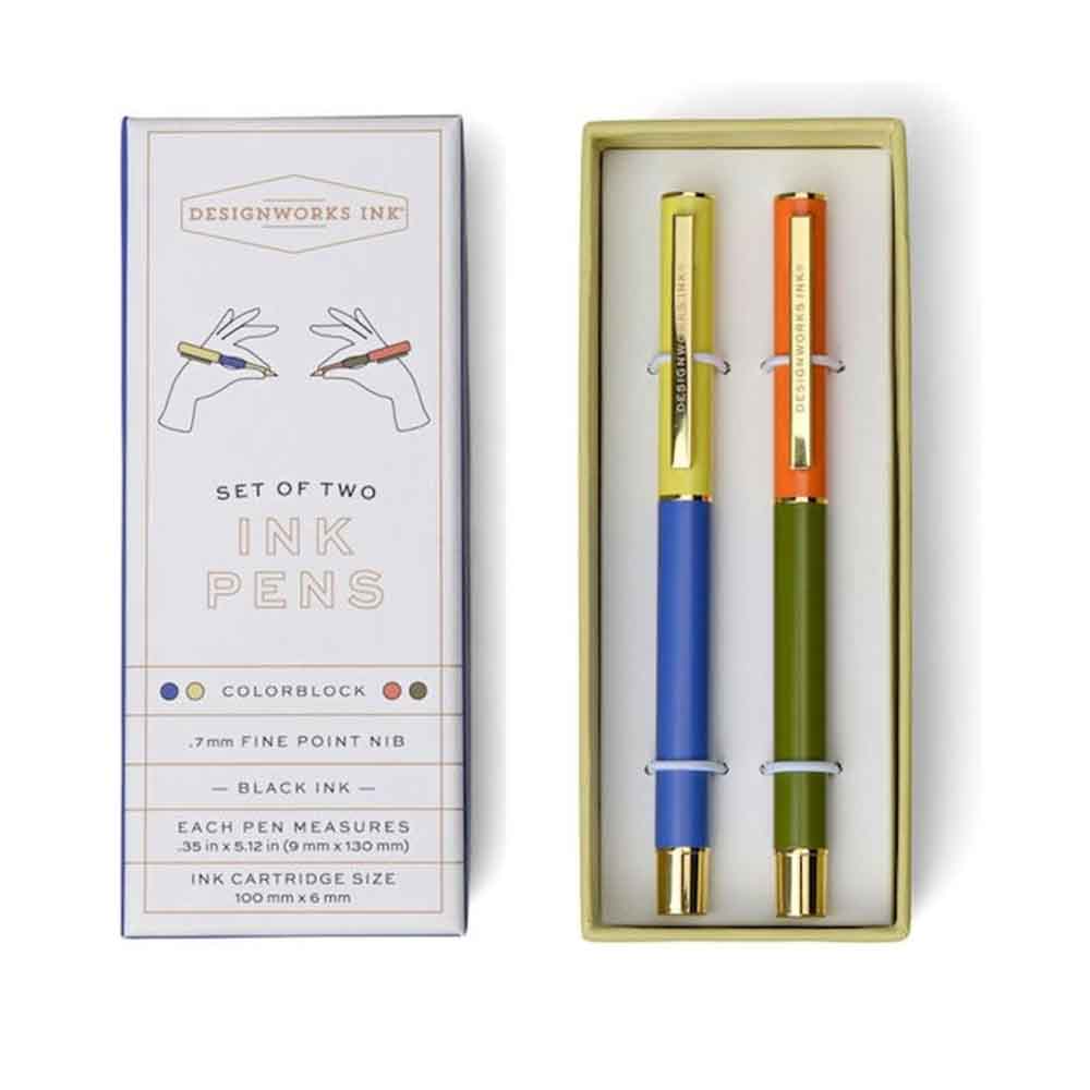 Σετ 2 Στυλό Colour Block Pens Cobalt & Army Green 0.7mm DCBS-1013E Designworks - 1