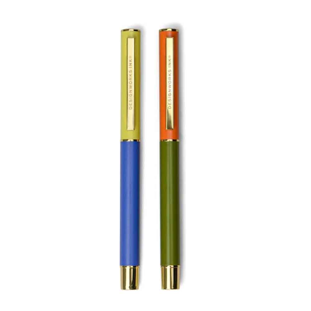 Σετ 2 Στυλό Colour Block Pens Cobalt & Army Green 0.7mm DCBS-1013E Designworks - 114957