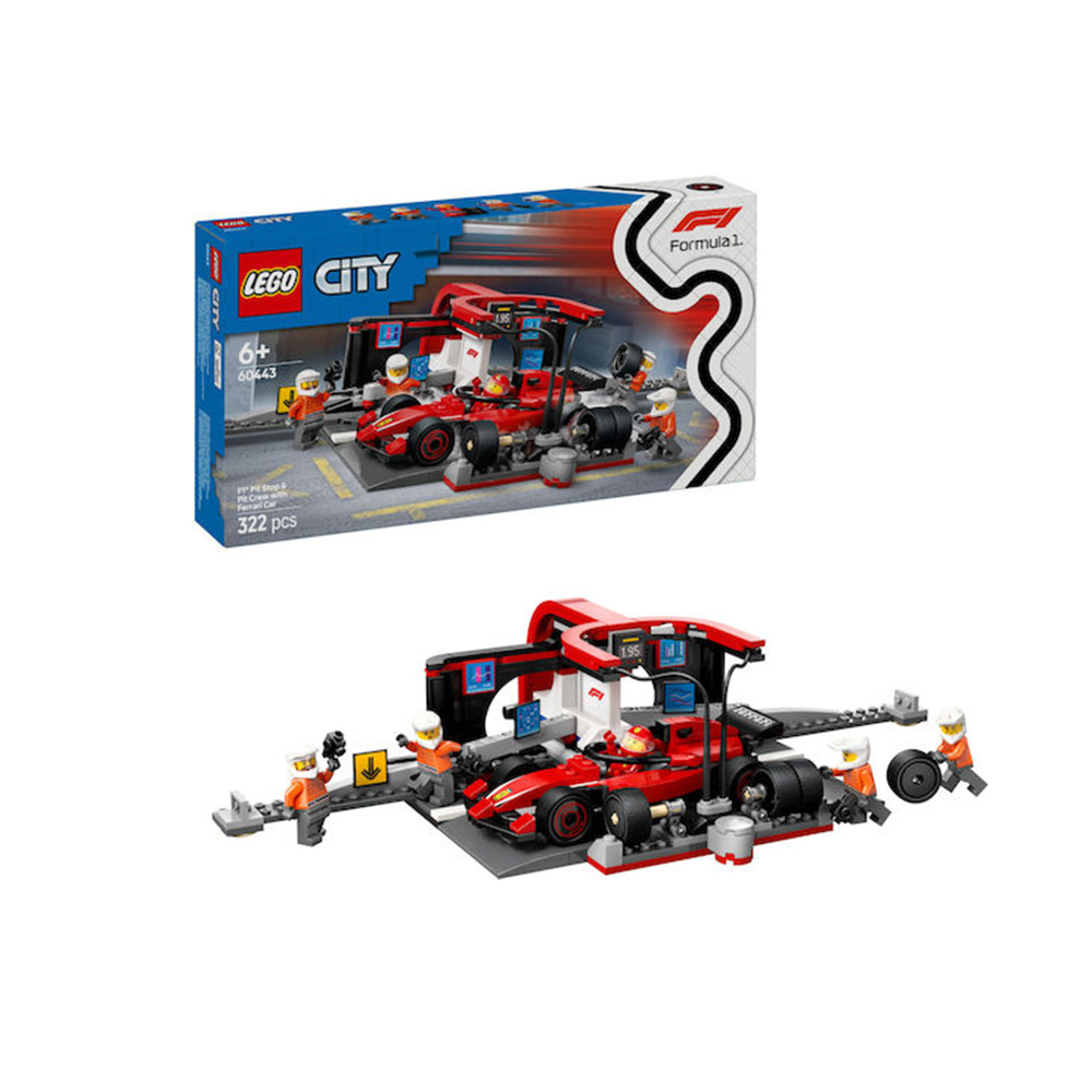 City F1 Pit Stop & Pit Crew With Ferrari Car 60443 Lego - 2