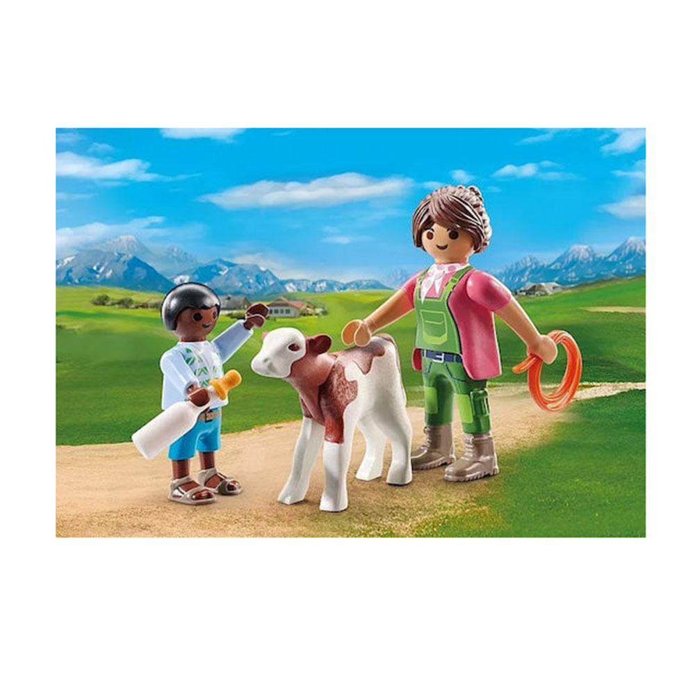 Duo Pack Αγρότισσα & Παιδάκι Με Μοσχαράκι 71803 Playmobil - 2