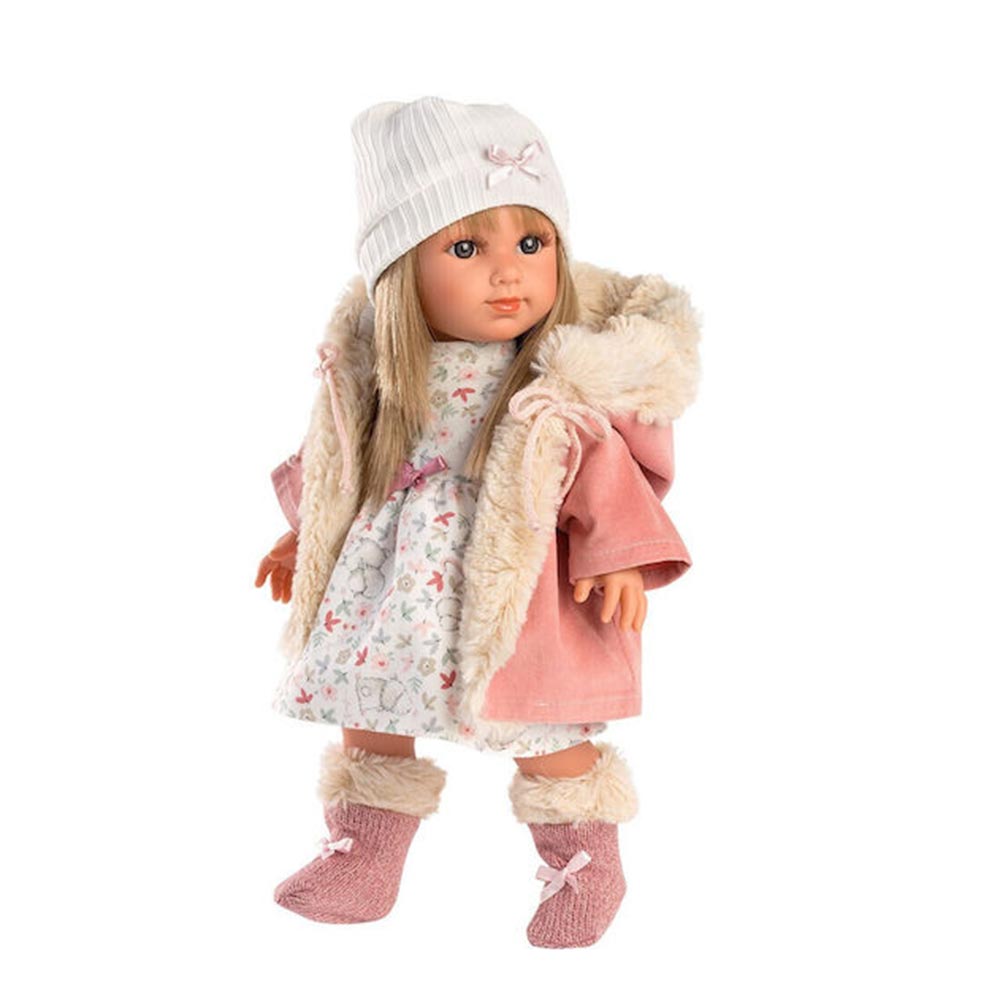 Κούκλα Elena , Ξανθιά με Ροζ Παλτό , Κουκούλα Γούνινη 35εκ 53541 Llorens Dolls - 1