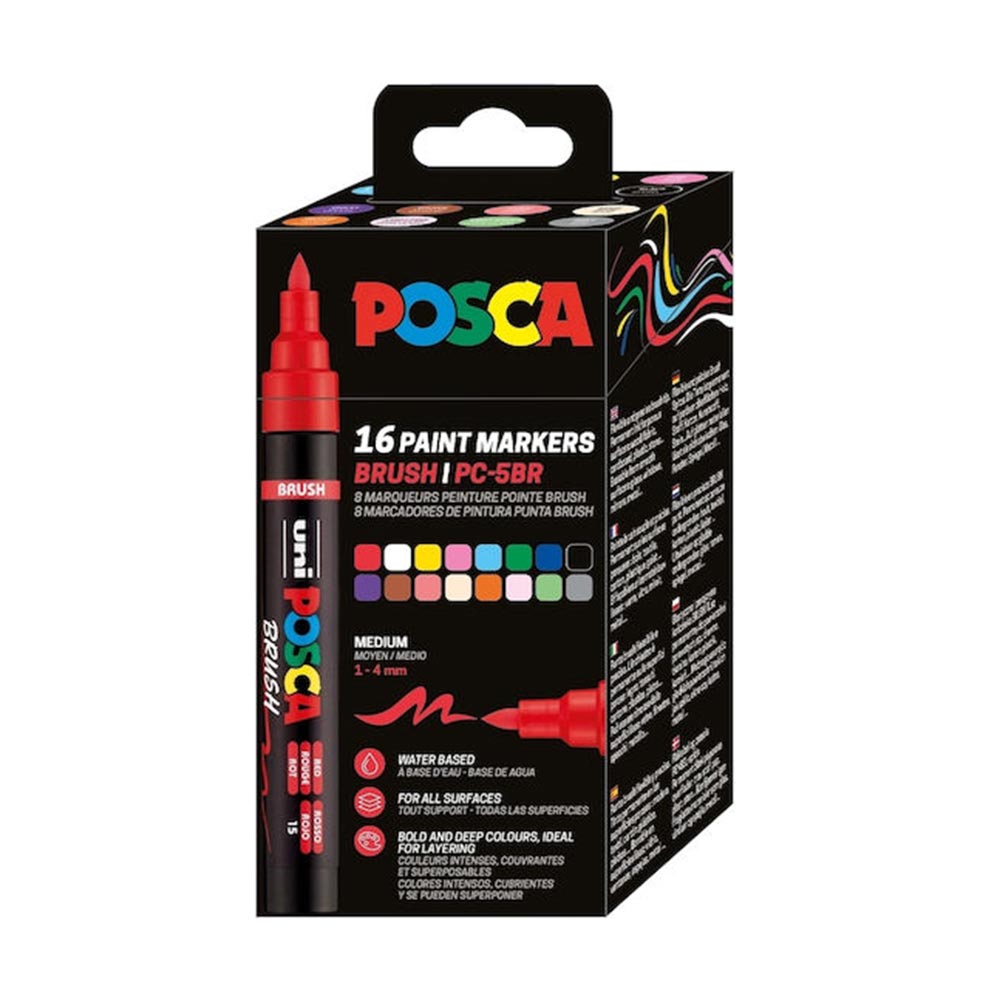 Σετ Μαρκαδόροι Brush 16 τεμαχίων 1-4mm Posca - 107959
