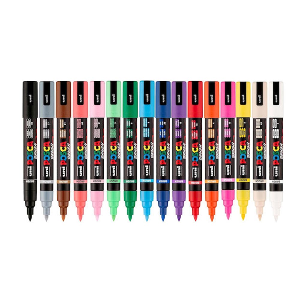 Σετ Μαρκαδόροι Brush 16 τεμαχίων 1-4mm Posca - 1