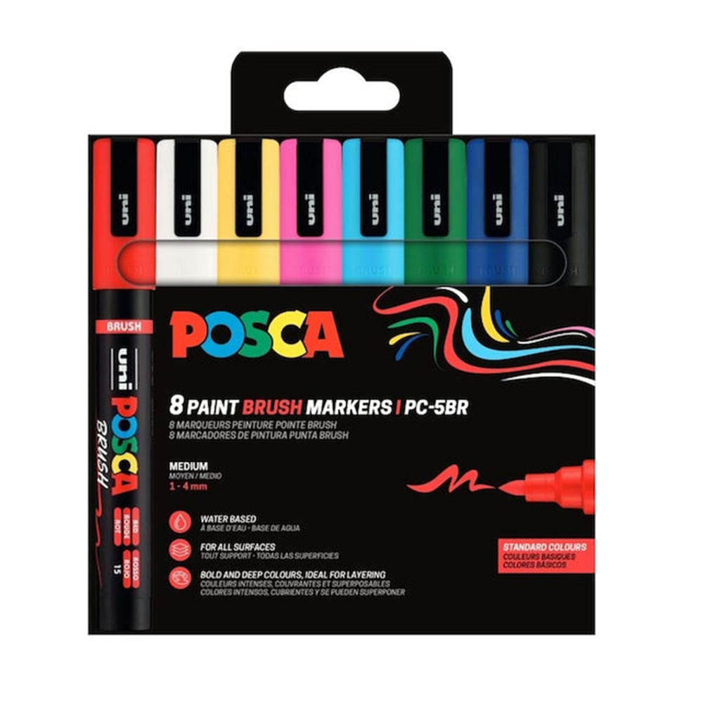 Σετ 8 Μαρκαδόροι Posca PC-5BR 1-4mm Μύτη Πινέλο Poska - 107964