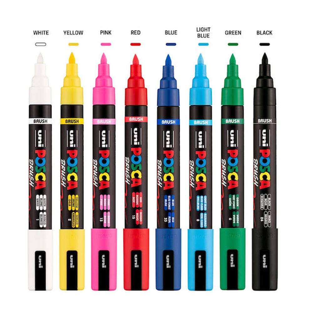 Σετ 8 Μαρκαδόροι Posca PC-5BR 1-4mm Μύτη Πινέλο Poska - 1