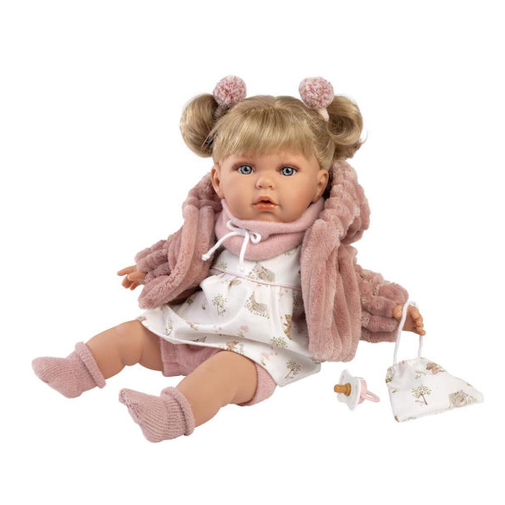 Κούκλα Elena , Ξανθιά με Ροζ Γούνινο Παλτό , Φόρεμα και Καλτσάκια 42εκ 42408 Llorens Dolls - 1